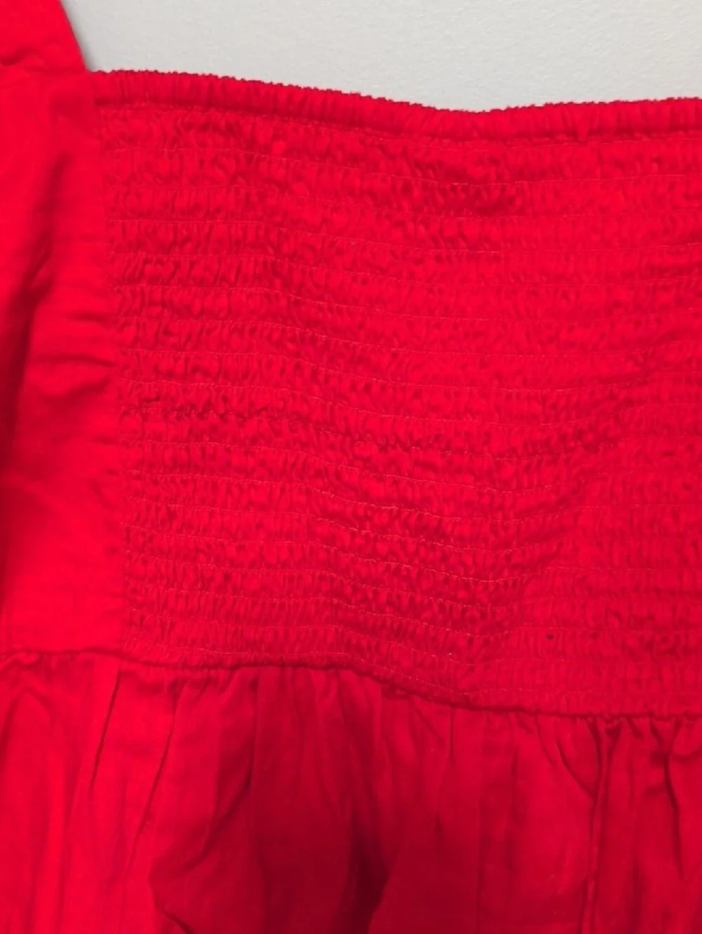 Old Navy Red Square-Neck Puff Sleeve Peplum Top